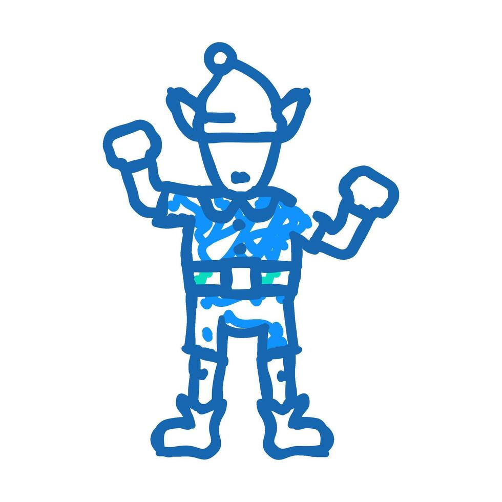 elf cute xmas icon doodle illustration vector