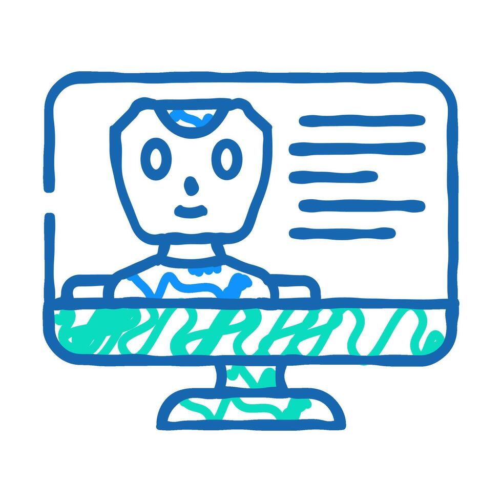 virtual chat bot icon doodle illustration vector