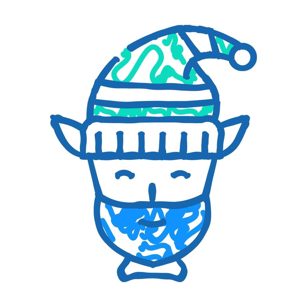 head elf cute xmas icon doodle illustration vector