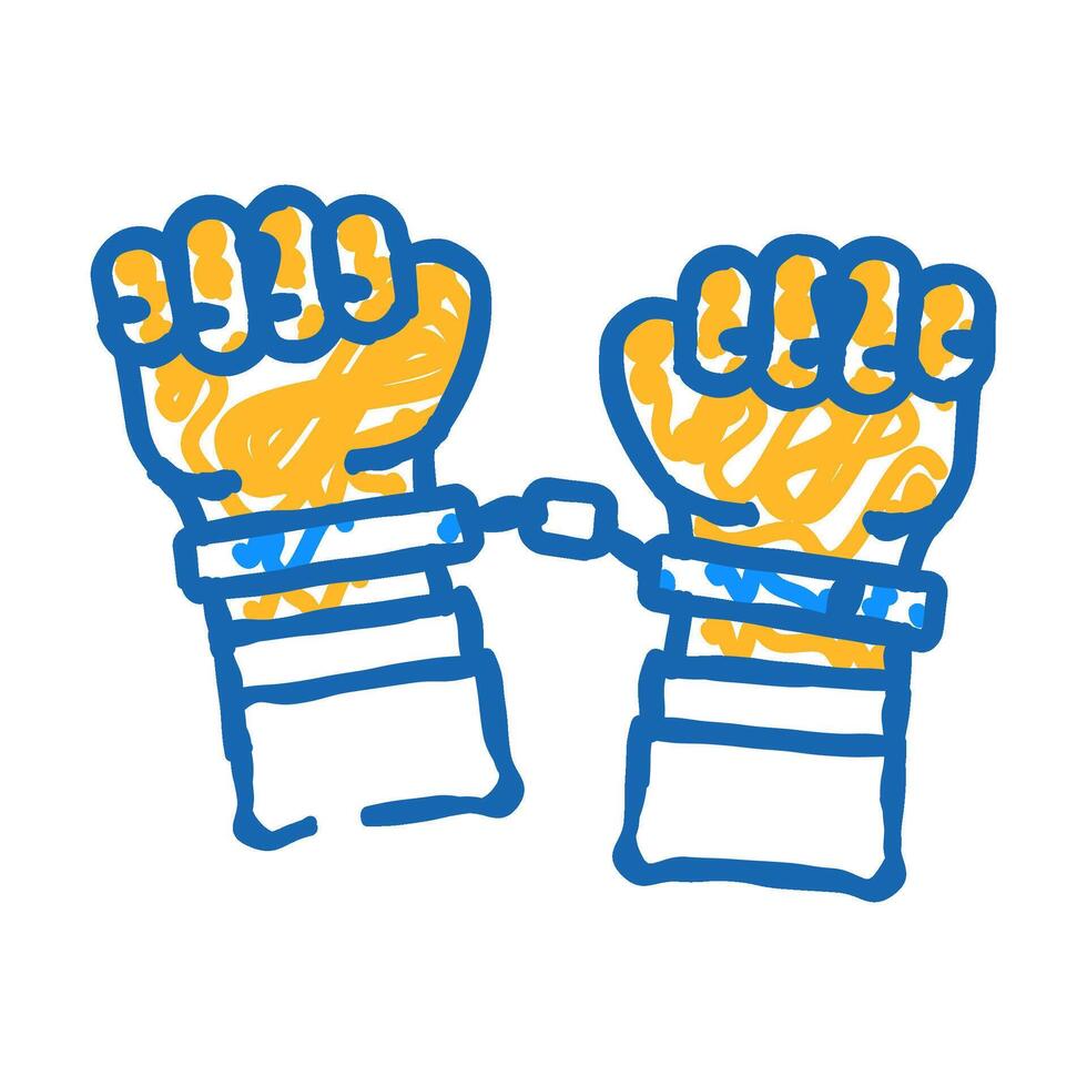 handcuffed hands crime icon doodle illustration vector