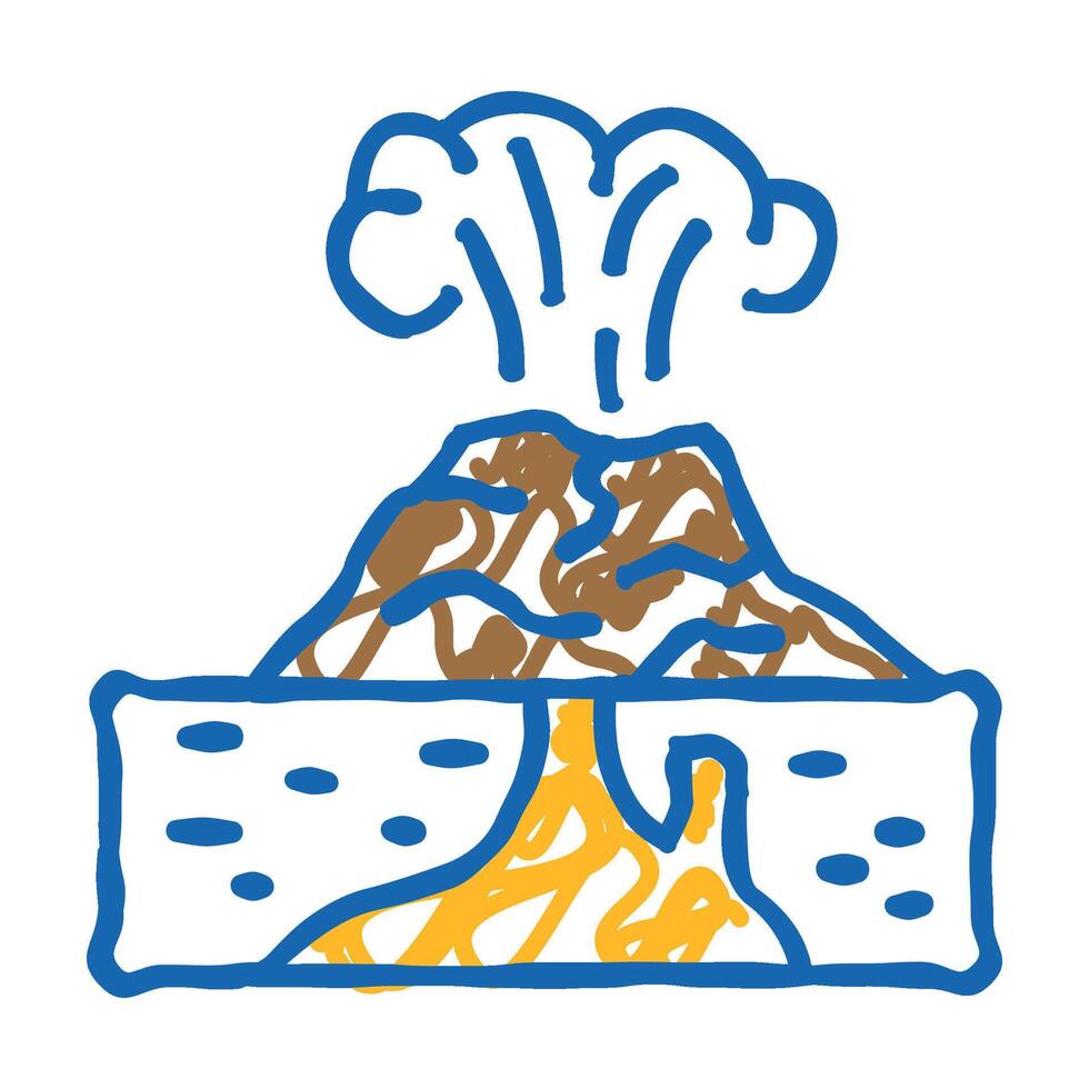 volcanic earthquake disaster icon doodle illustration vector