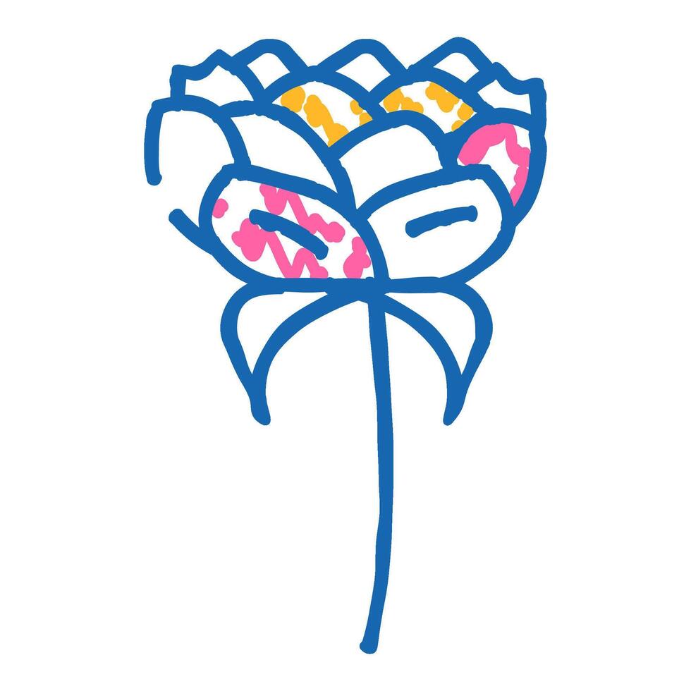 peony blossom spring icon doodle illustration vector