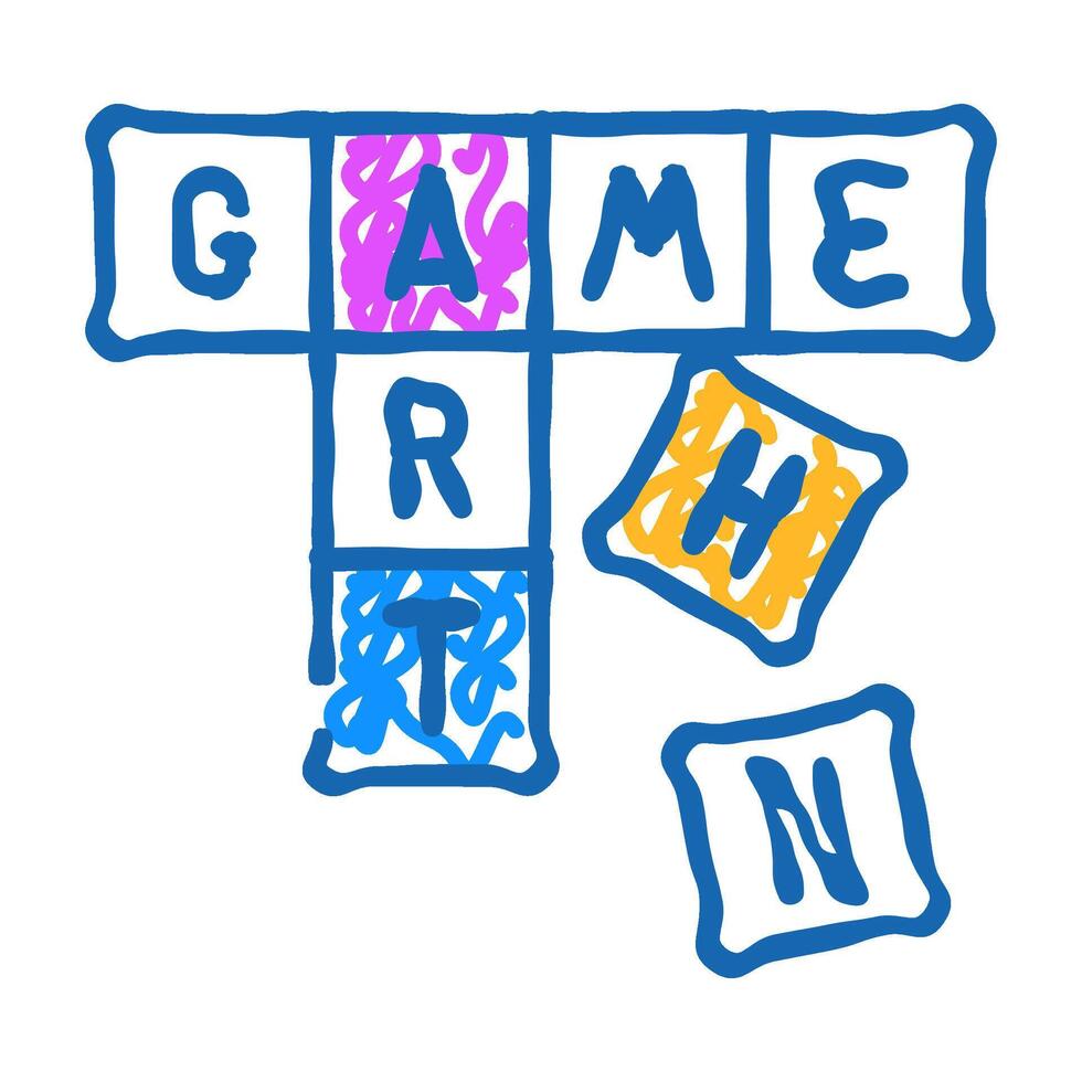 scrabble tiles board table icon doodle illustration vector