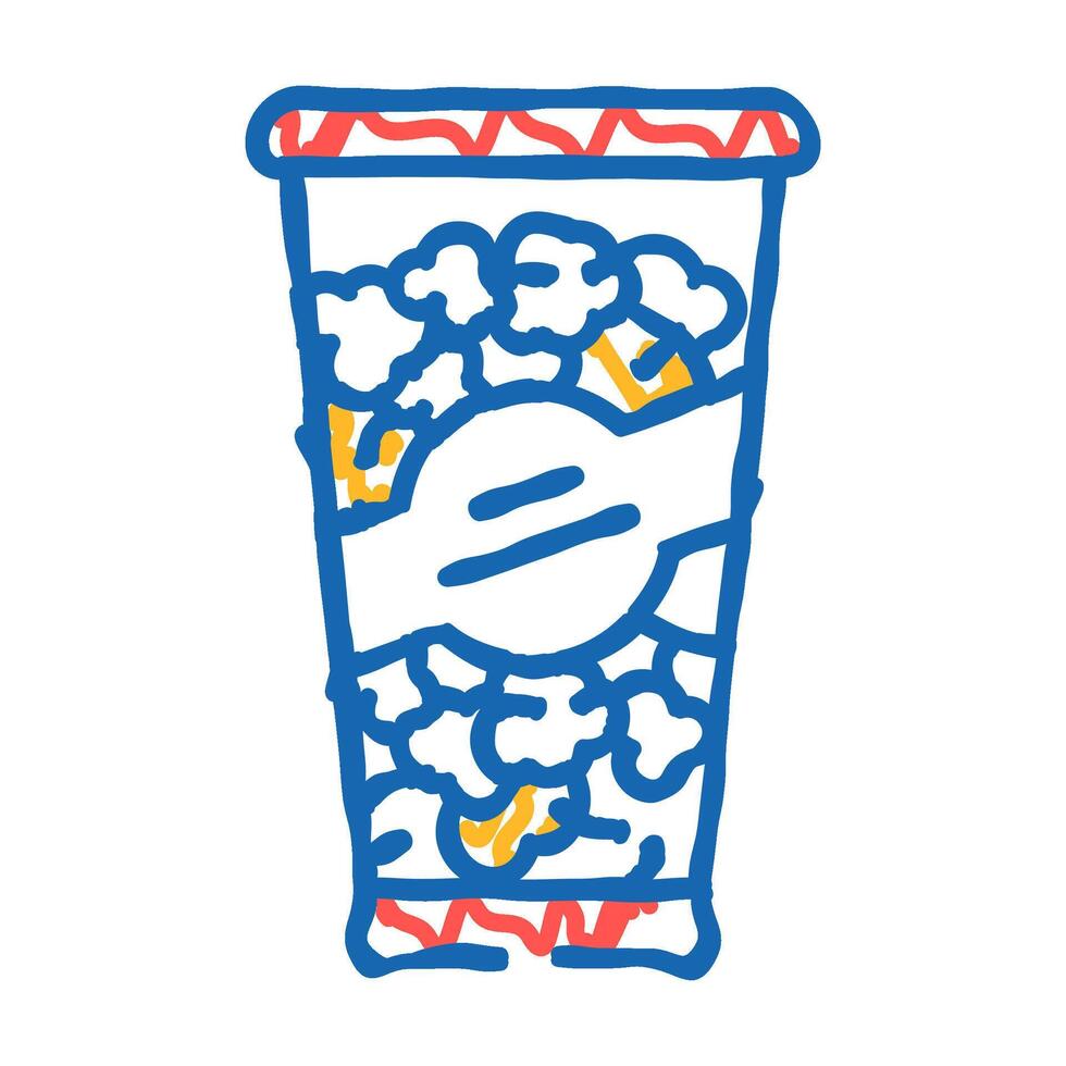 bucket popcorn food box icon doodle illustration vector