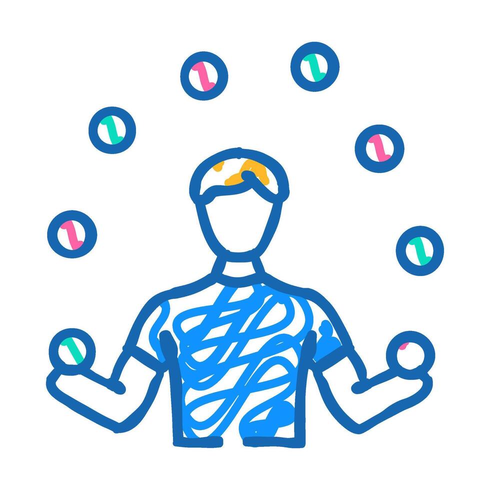 juggler carnival vintage show icon doodle illustration vector
