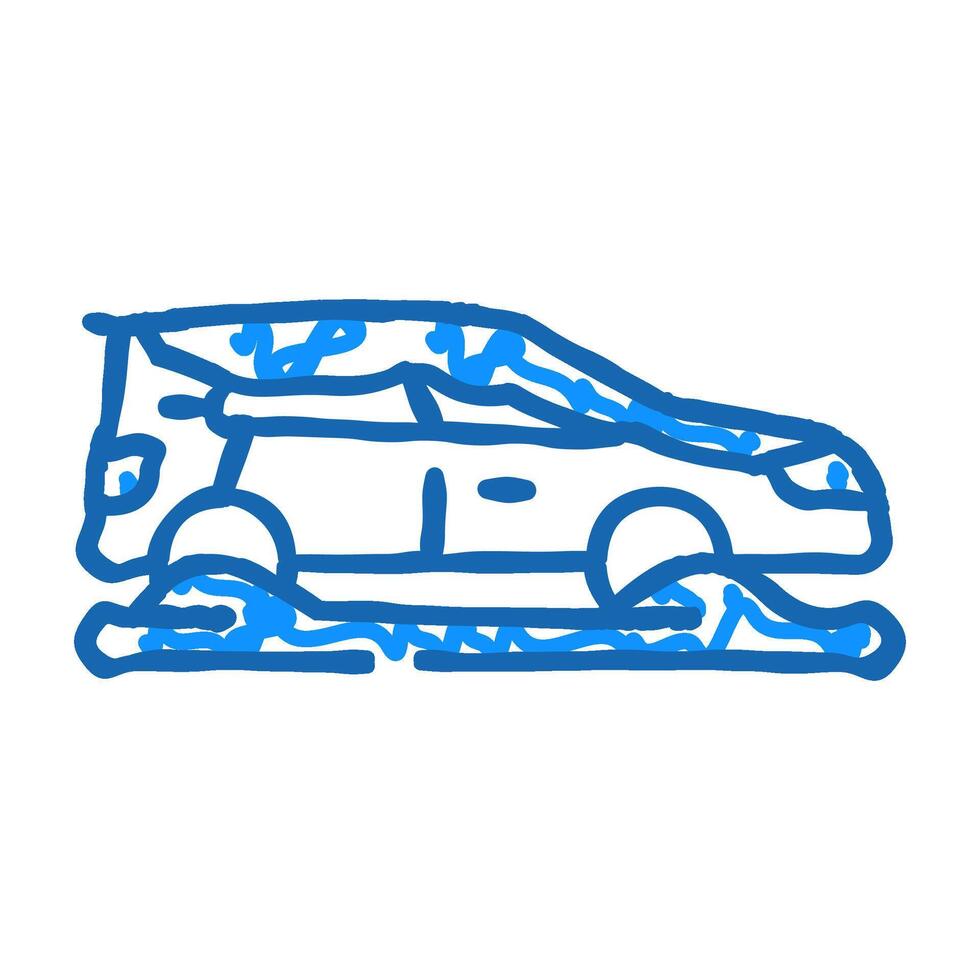 snow covered car winter season icon doodle illustration vector