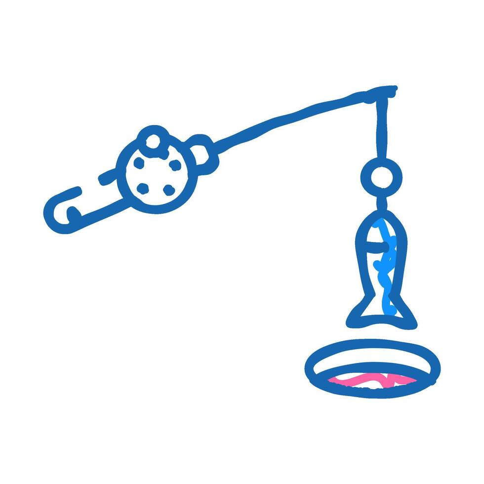 ice fishing winter season icon doodle illustration vector