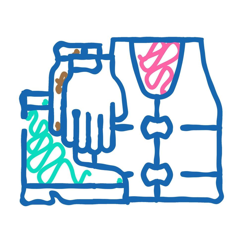 protective clothing tool work icon doodle illustration vector