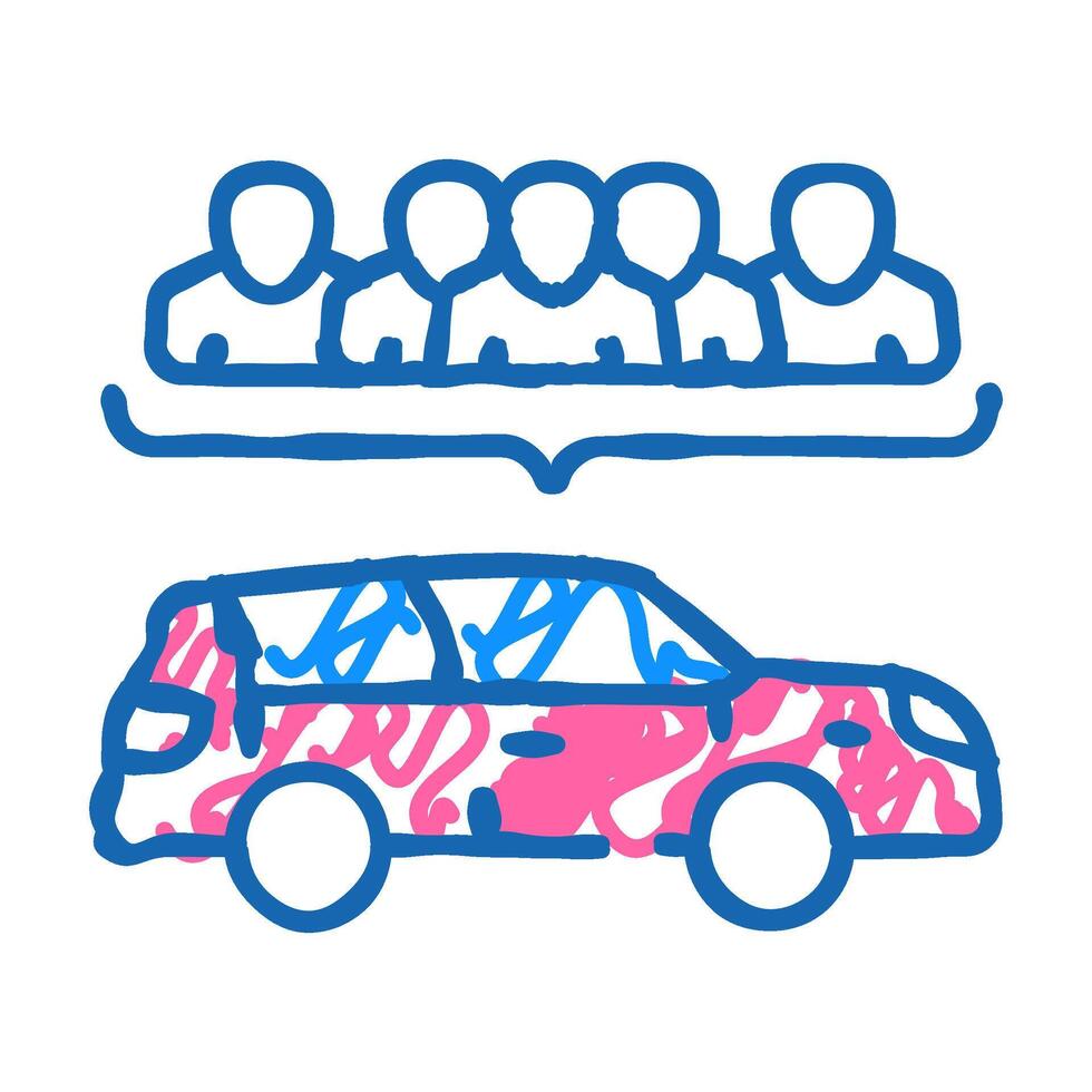 carpooling environmental icon doodle illustration vector
