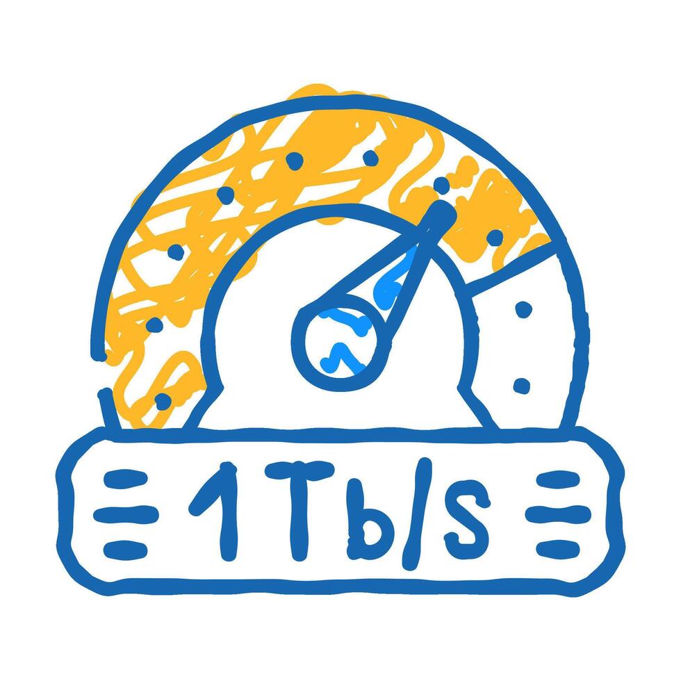 terabyte internet speed future technology icon doodle illustration vector