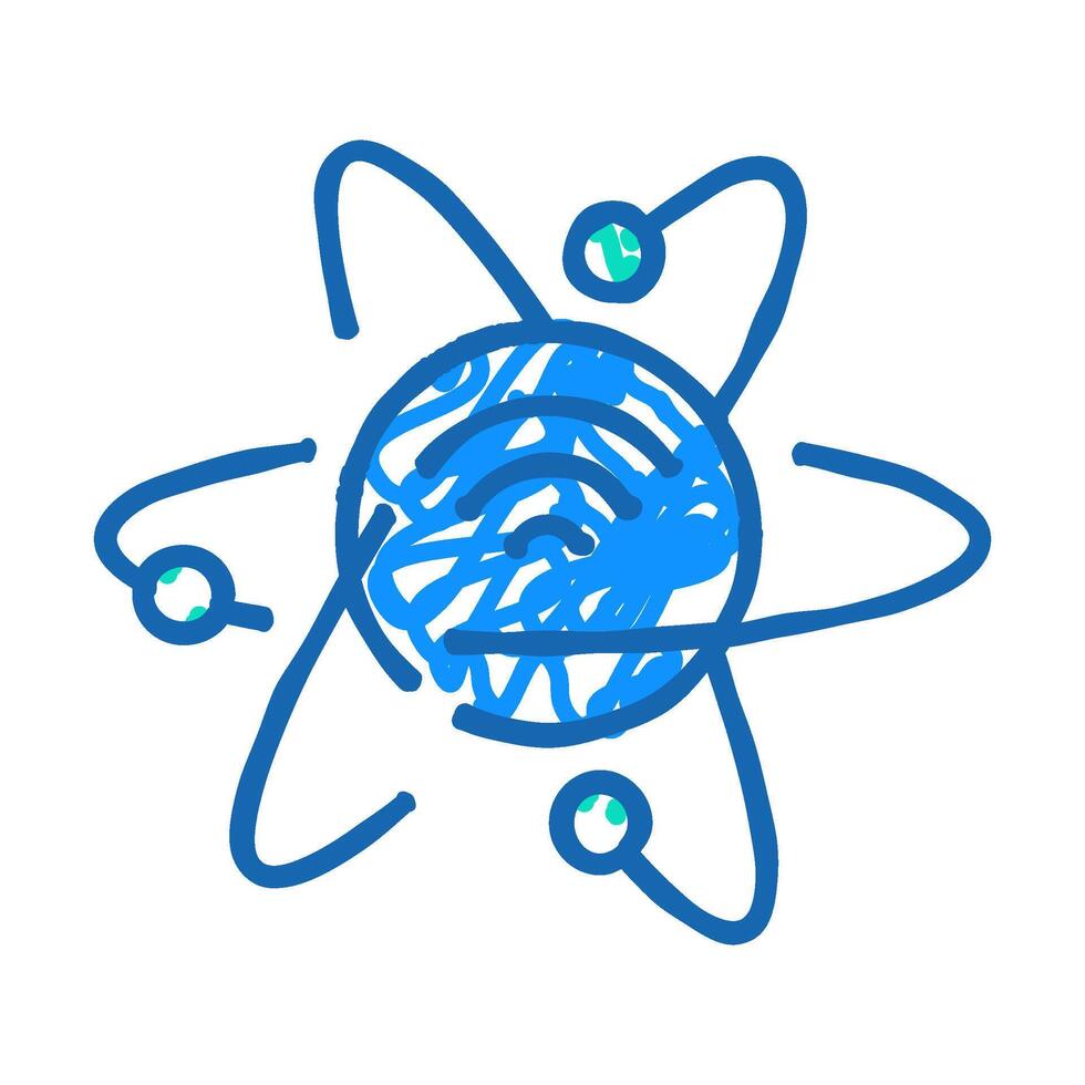 quantum internet future technology icon doodle illustration vector