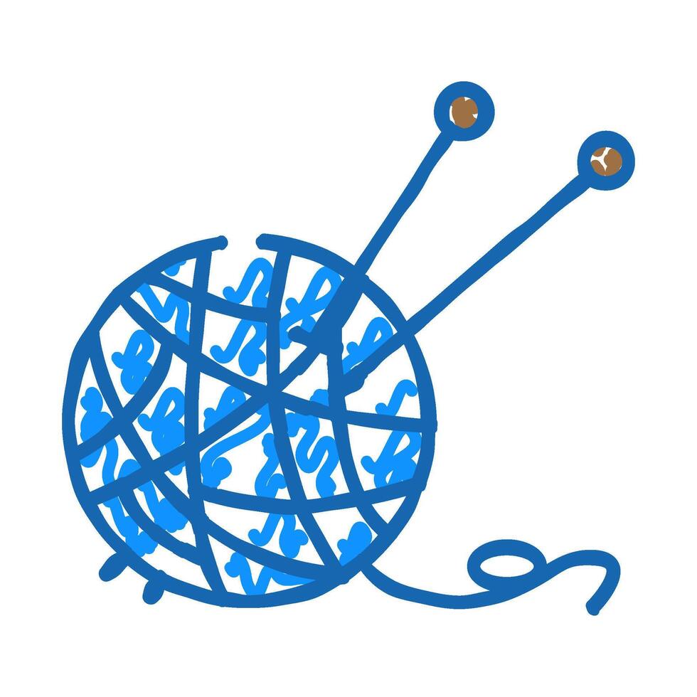 ball yarn knitting wool icon doodle illustration vector