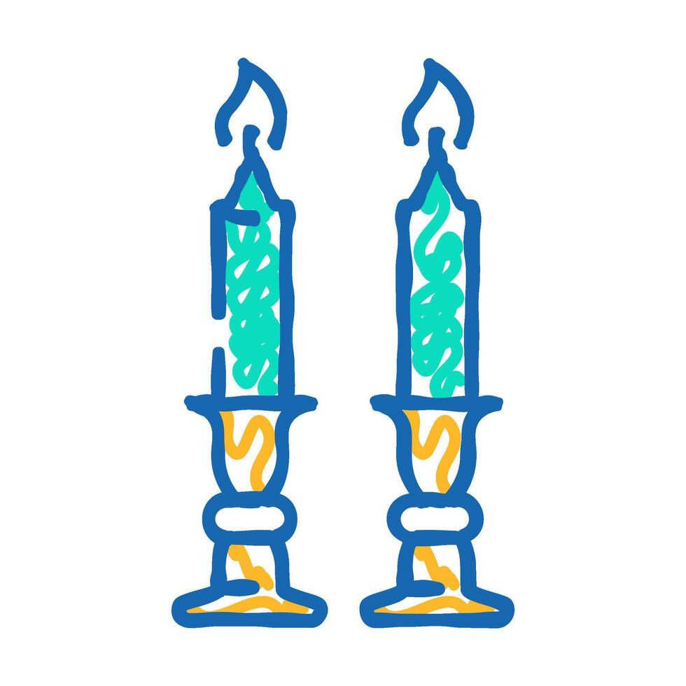 shabbat candles jewish icon doodle illustration vector