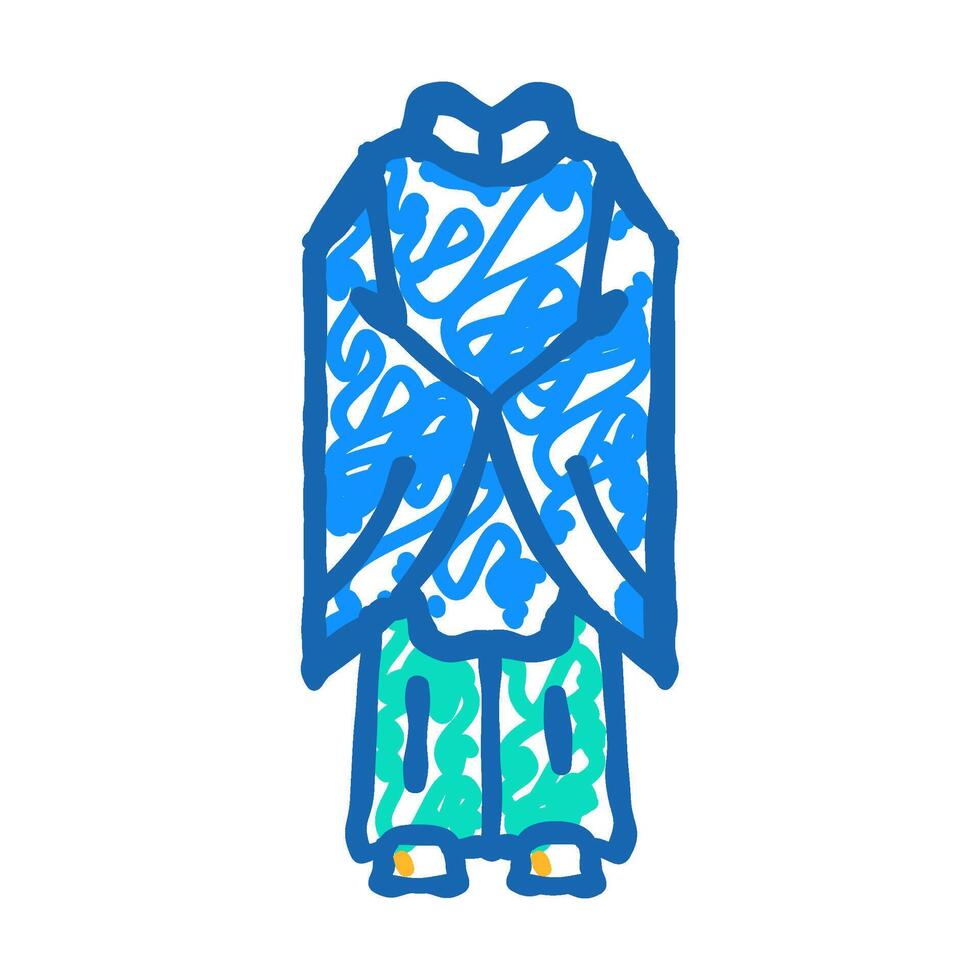 shinto priest robe shintoism icon doodle illustration vector