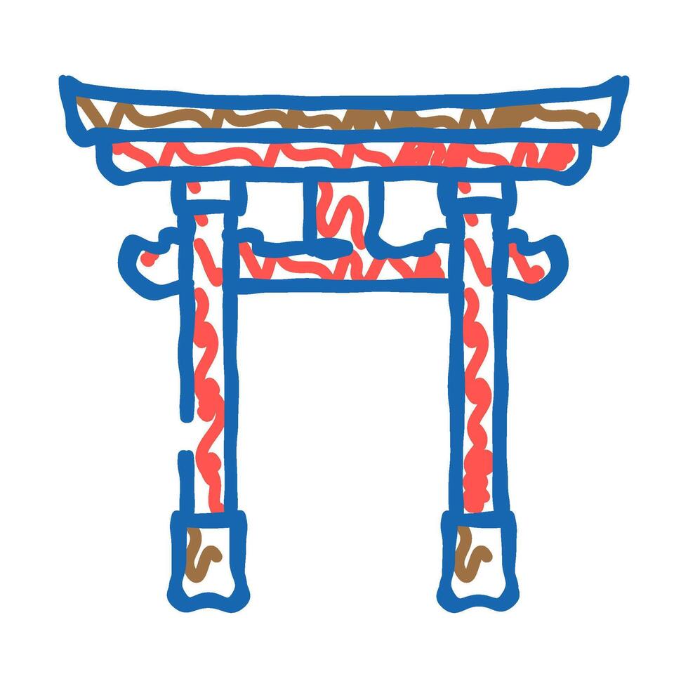 torii gate shintoism icon doodle illustration vector