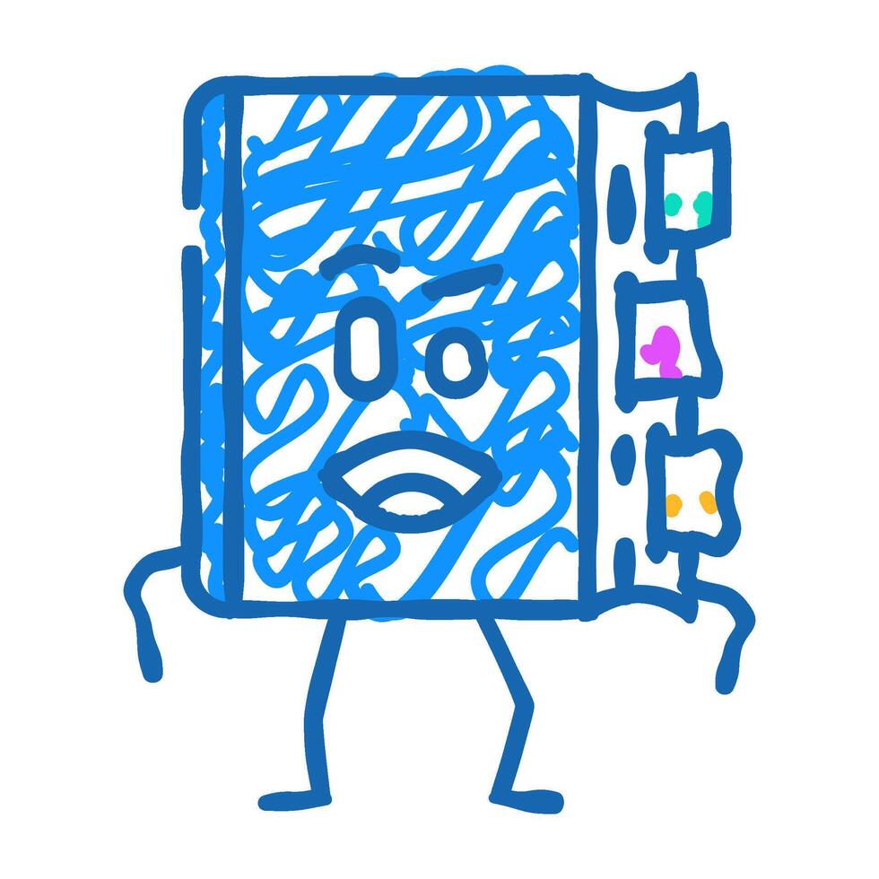 flat happy book character icon doodle illustration vector
