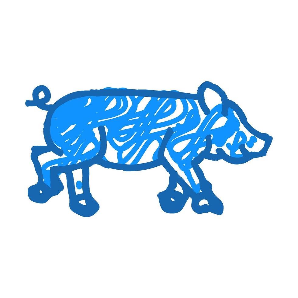 running pig farm icon doodle illustration vector