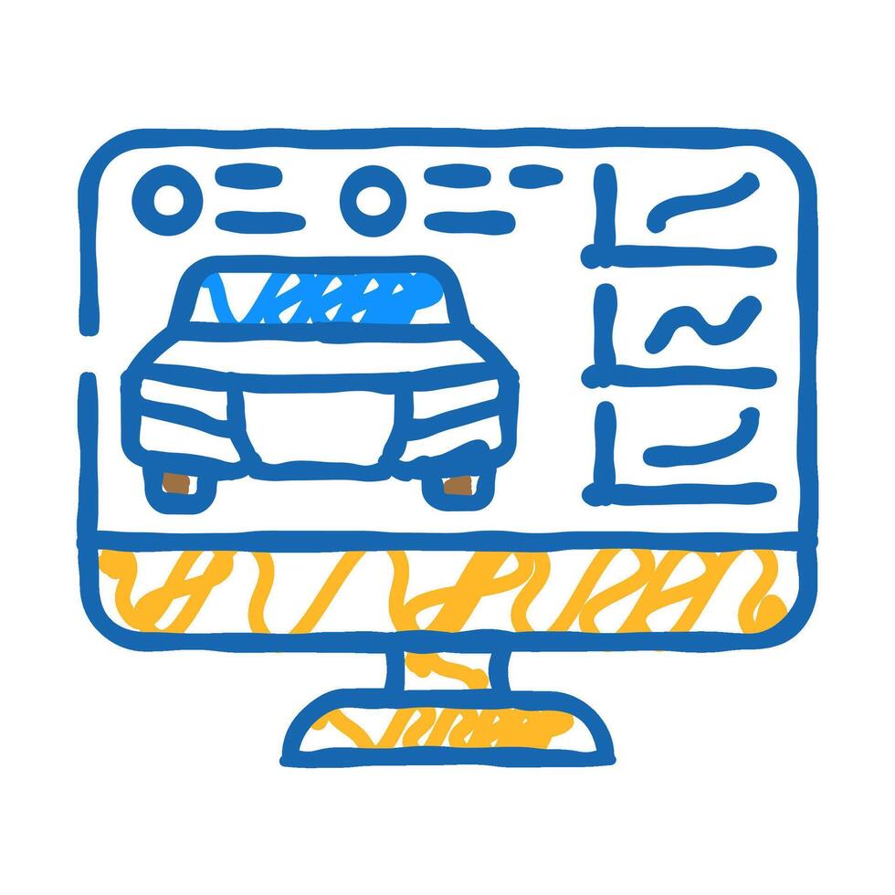diagnostic computer car mechanic icon doodle illustration vector