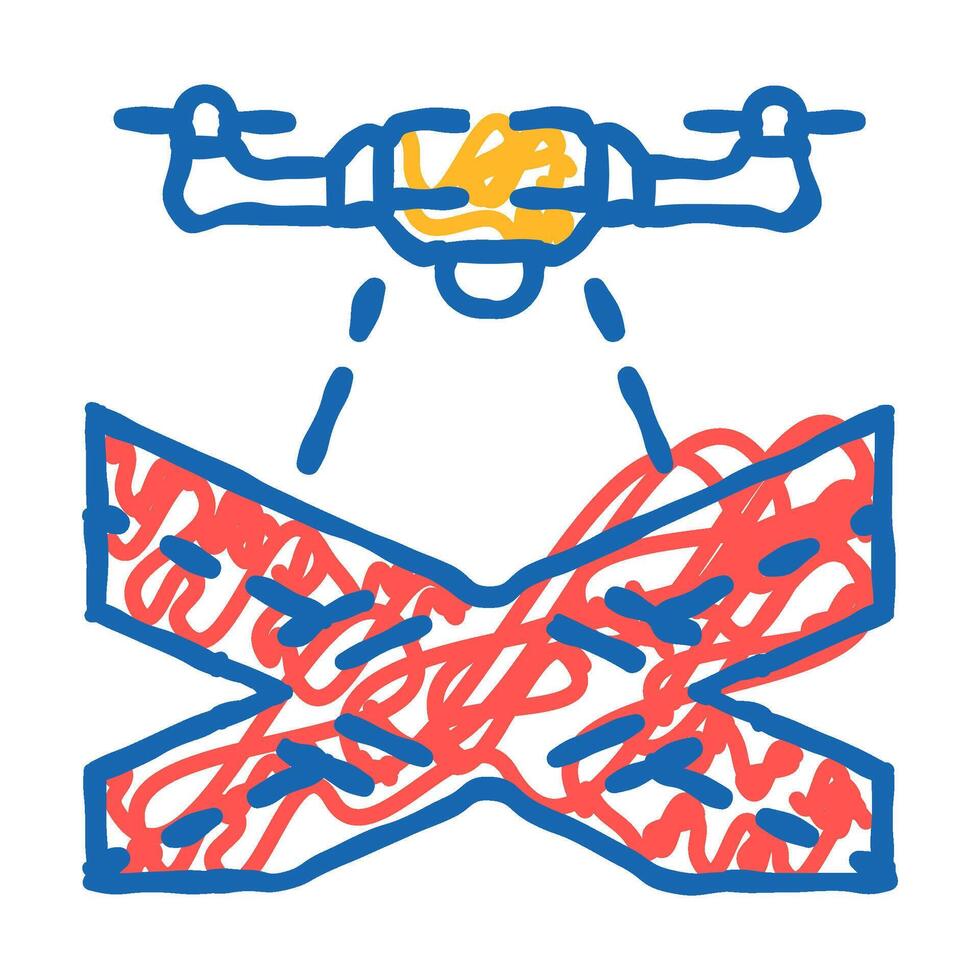 traffic monitoring drone icon doodle illustration vector