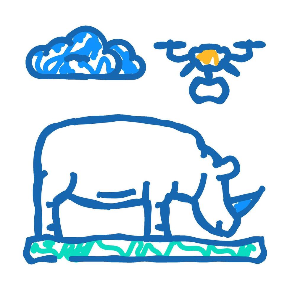 wildlife conservation drone icon doodle illustration vector