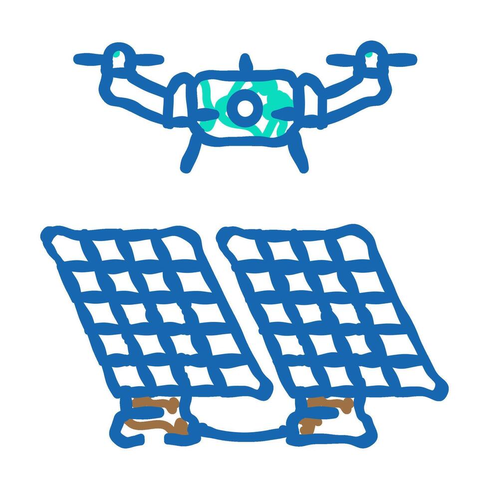 infrastructure survey drone icon doodle illustration vector