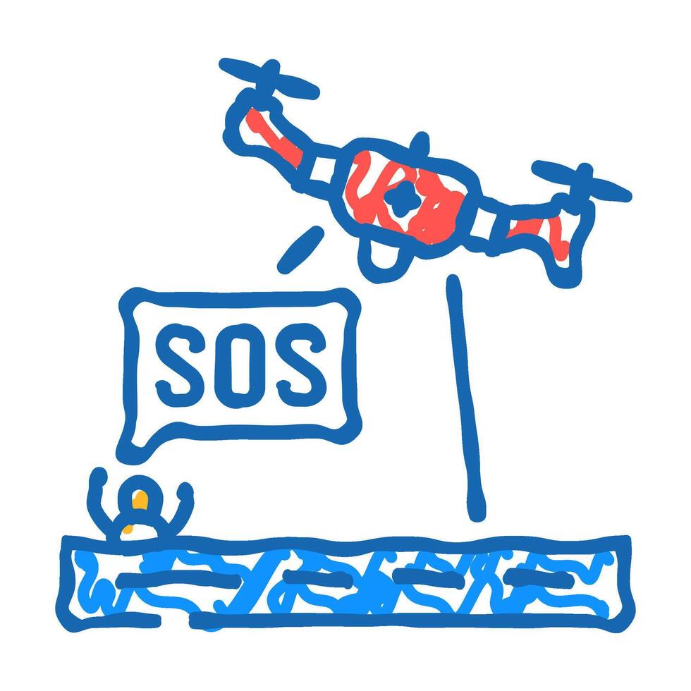 search rescue drone icon doodle illustration vector
