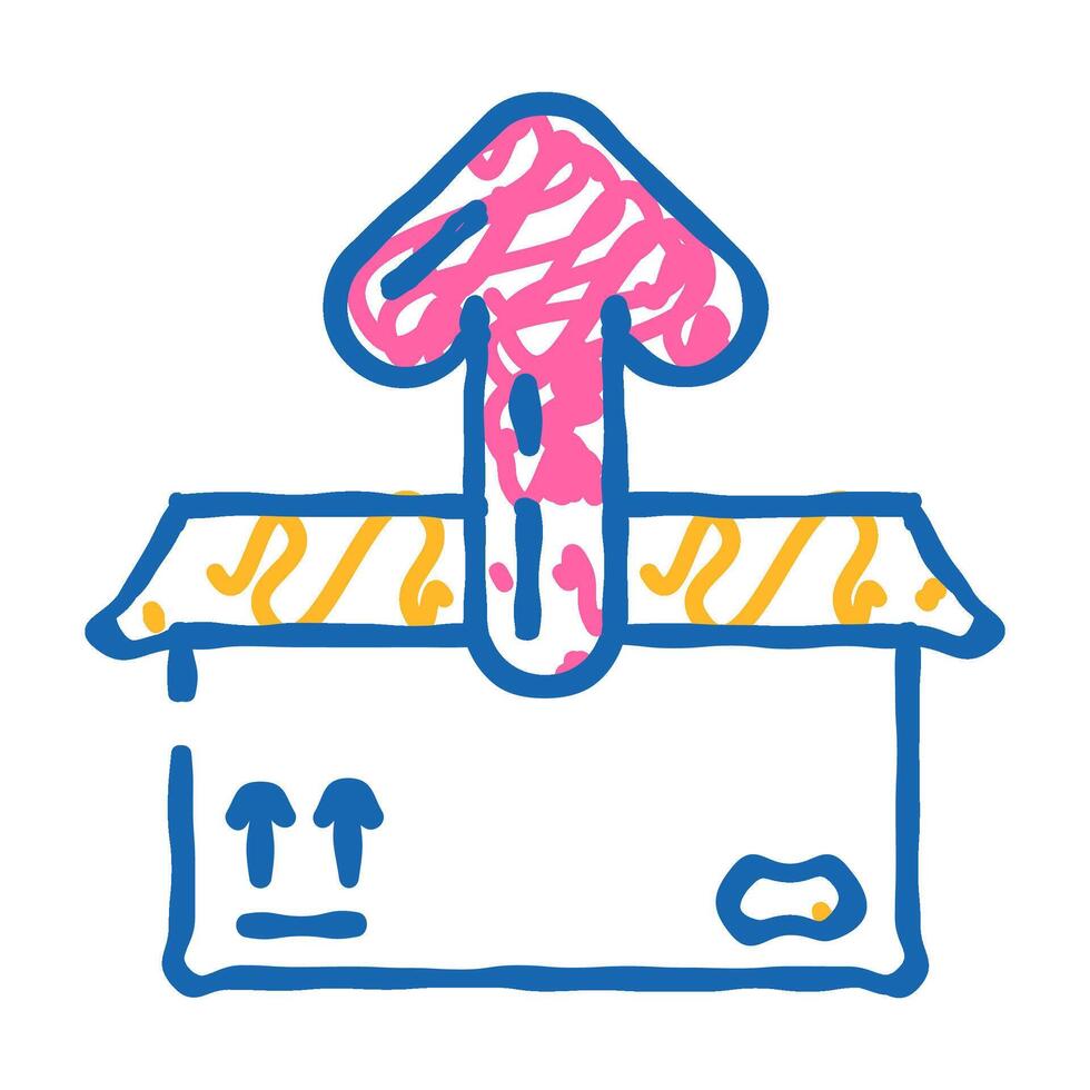 open box unpacking loading contents icon doodle illustration vector