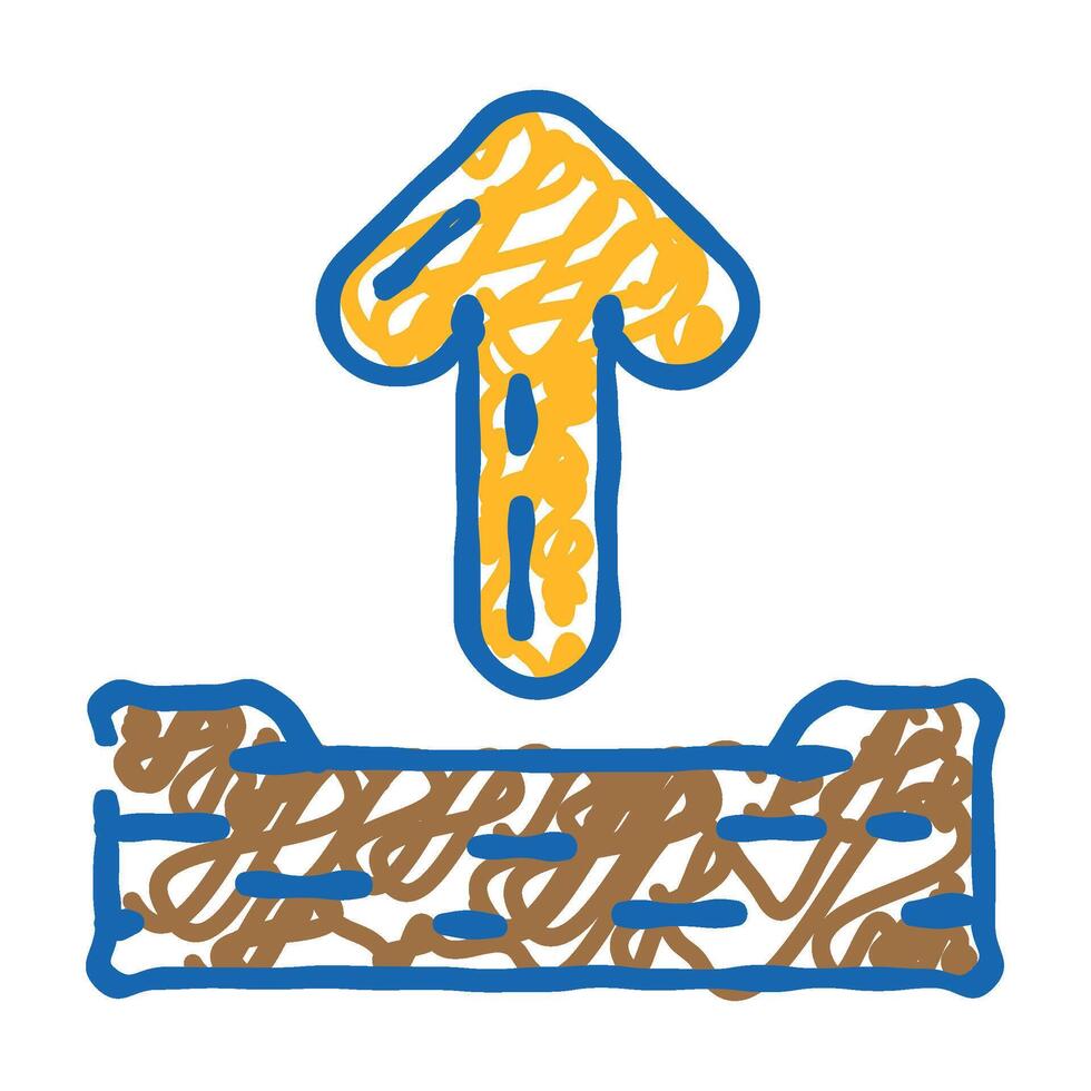 up arrow sending data icon doodle illustration vector