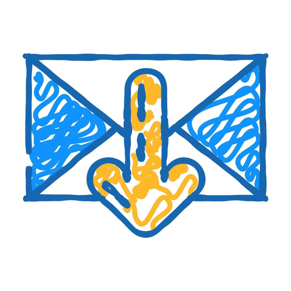 closed envelope downloada message icon doodle illustration vector