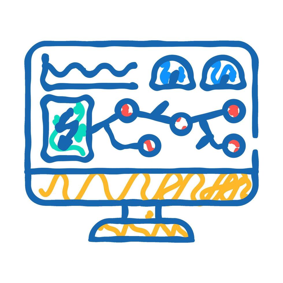 grid monitoring electric icon doodle illustration vector