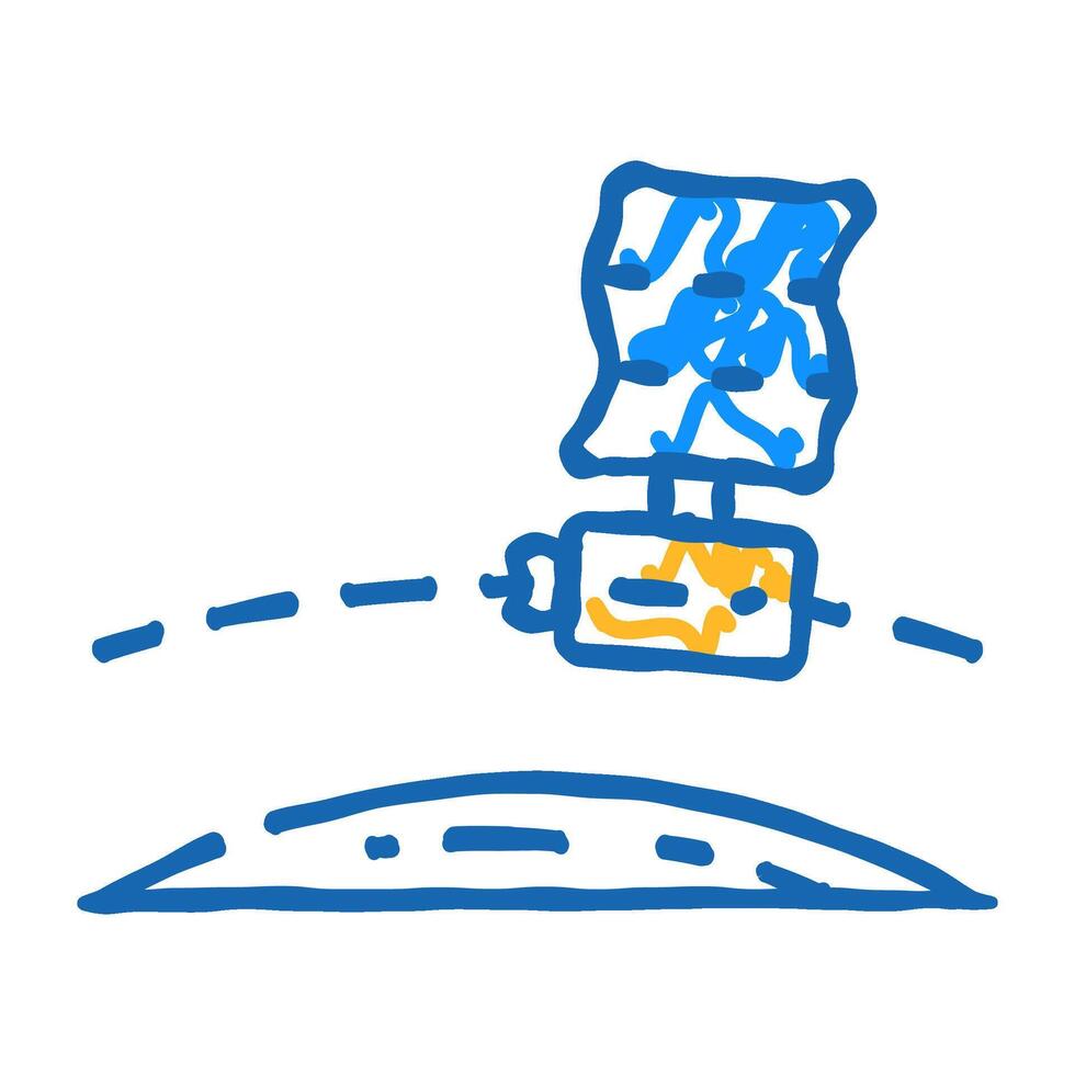 orbiting spacecraft space exploration icon doodle illustration vector