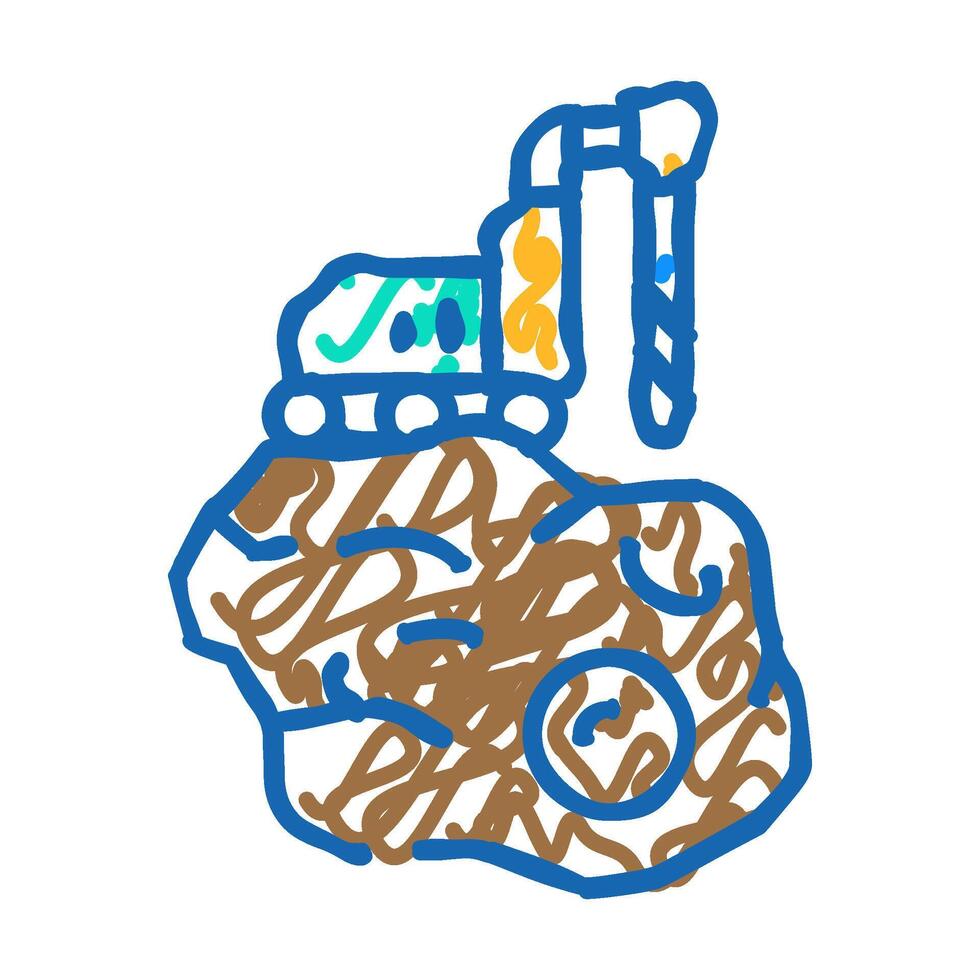 asteroid mining space exploration icon doodle illustration vector