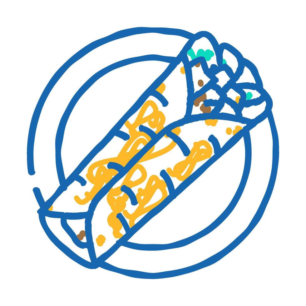 gyro wrap greek cuisine icon doodle illustration vector