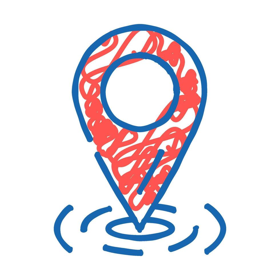 pointer red map location icon doodle illustration vector