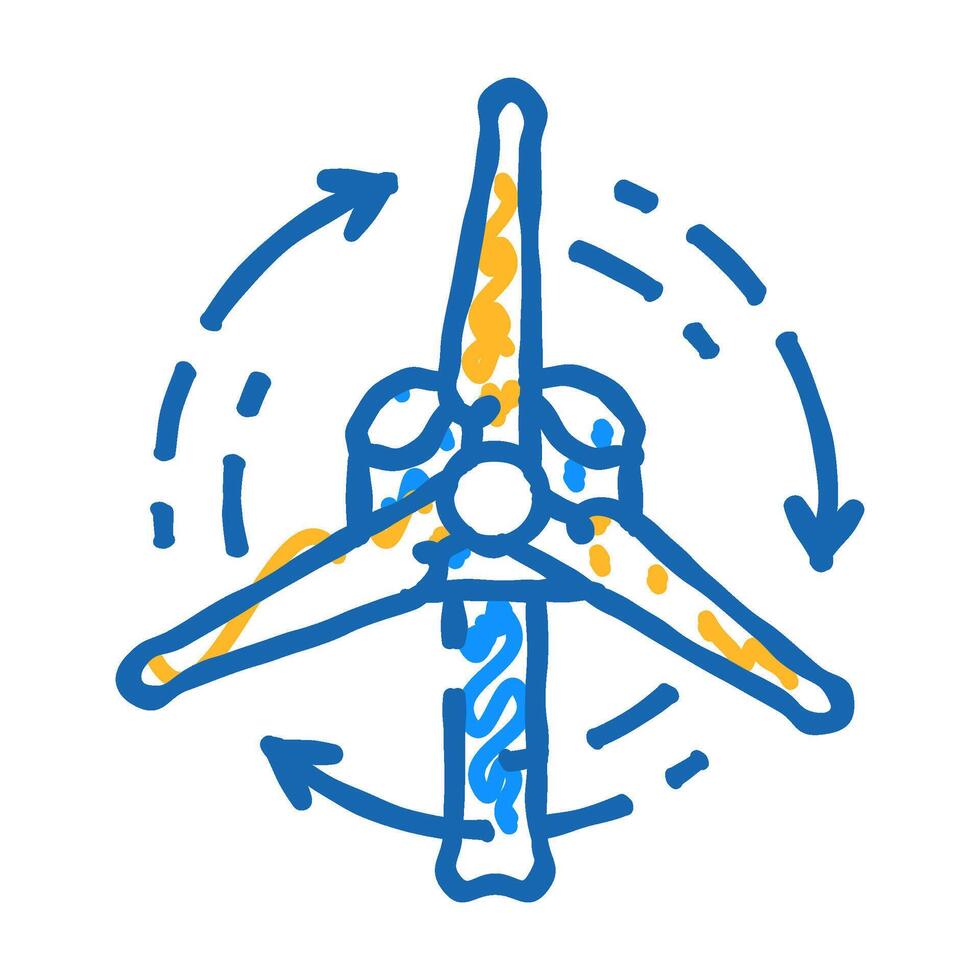 blades rotation wind turbine icon doodle illustration vector