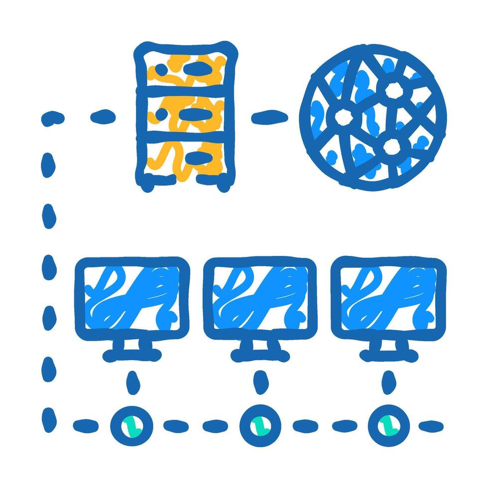 network configuration repair computer icon doodle illustration vector