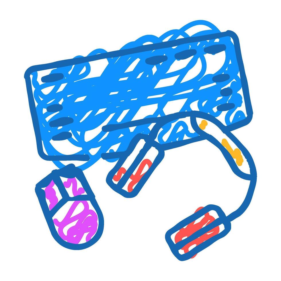 peripheral setup repair computer icon doodle illustration vector
