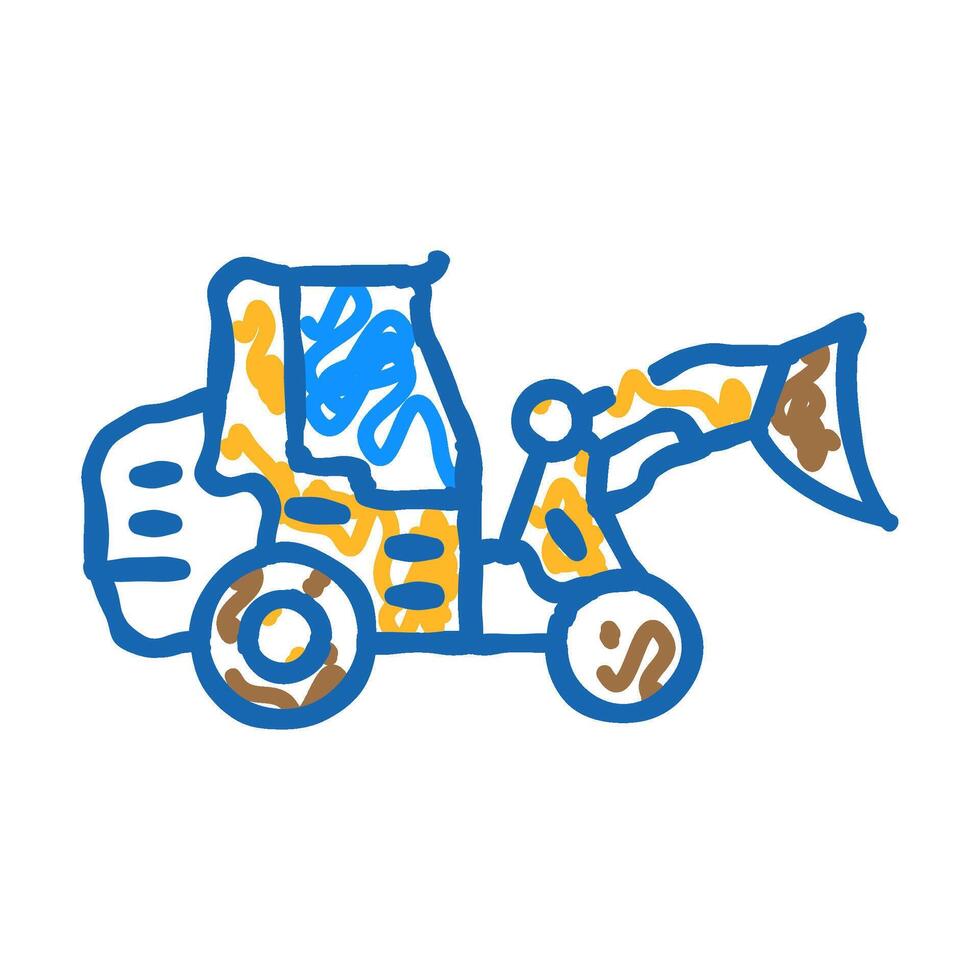 compact loader construction vehicle icon doodle illustration vector