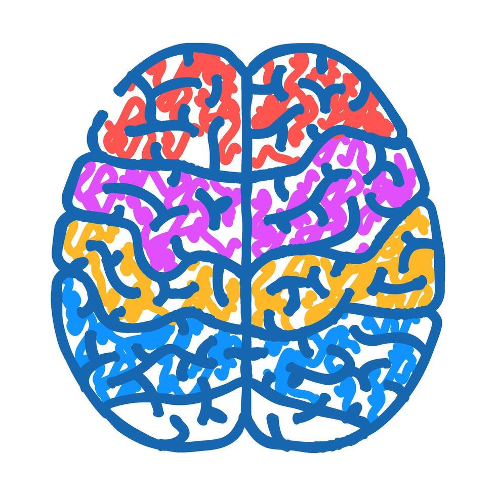 brain mapping neuroscience neurology icon doodle illustration vector