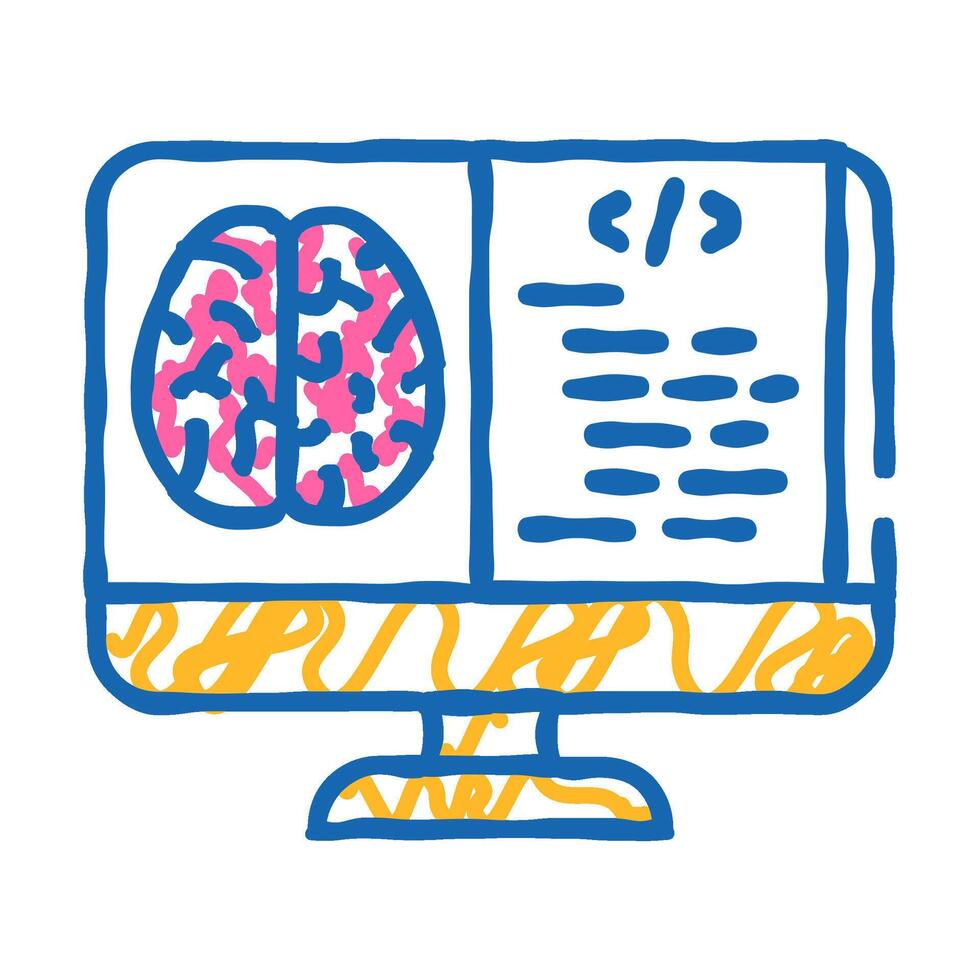 neuroinformatics neuroscience neurology icon doodle illustration vector