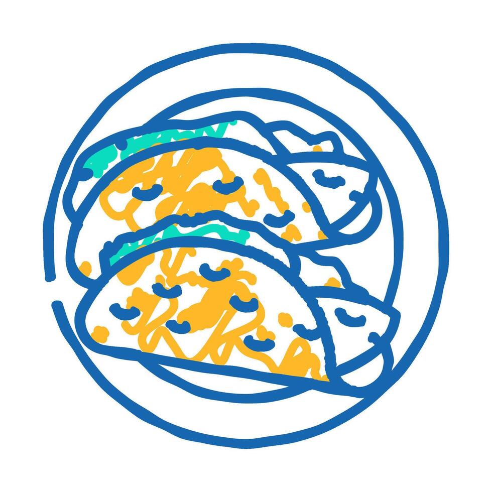 fish taco sea cuisine icon doodle illustration vector