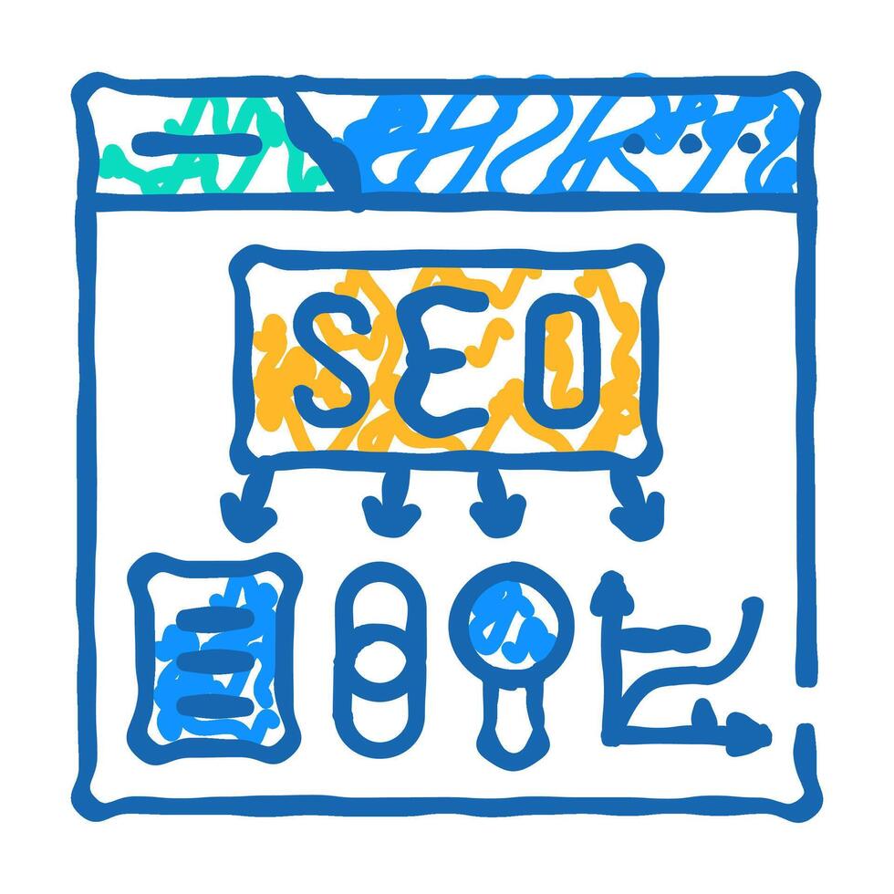 seo search engine optimization icon doodle illustration vector