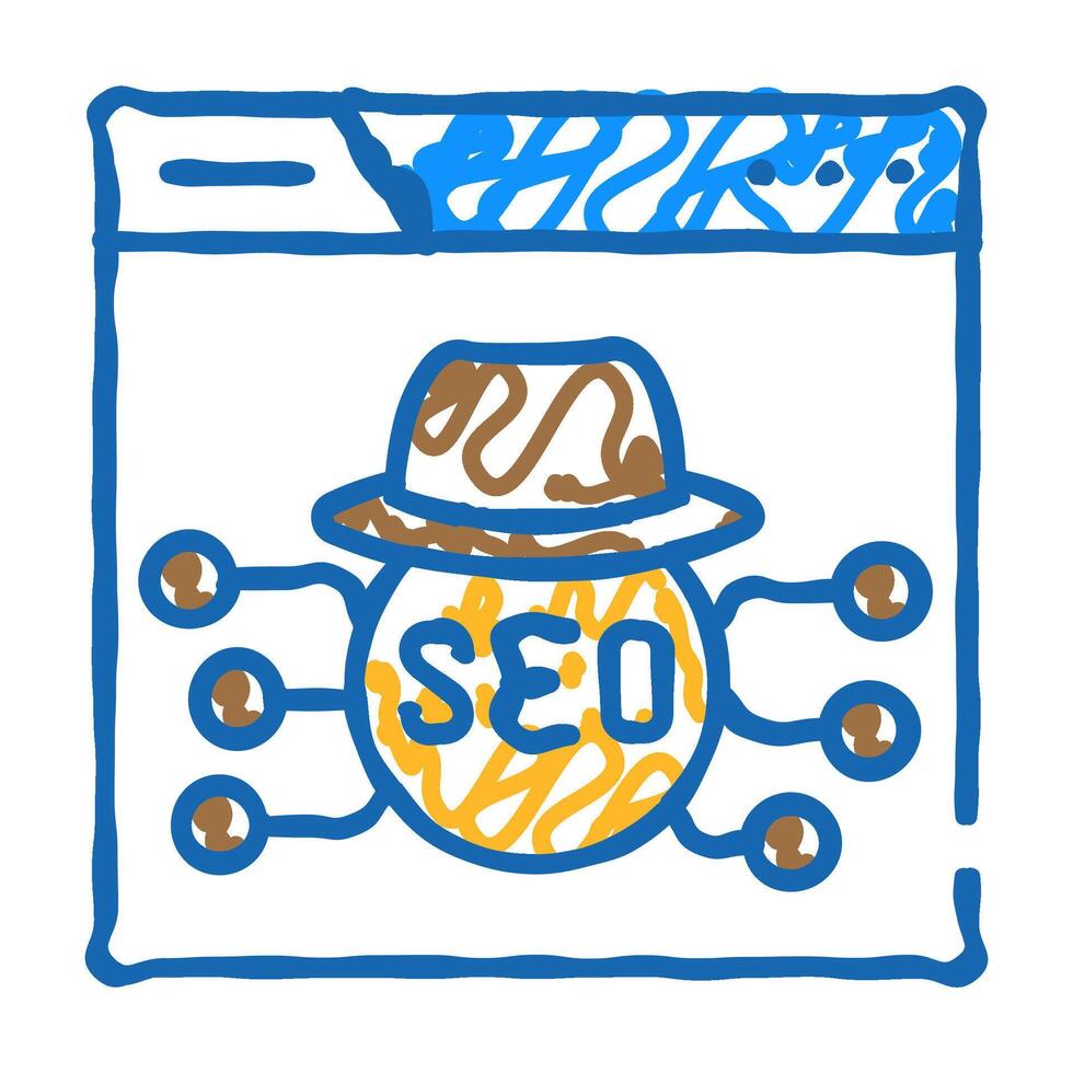 black hat seo icon doodle illustration vector