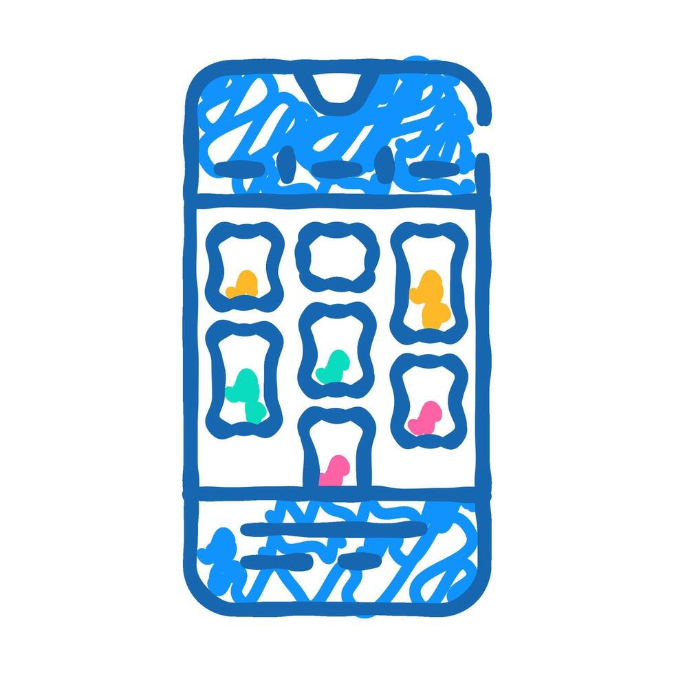 time blocking app management icon doodle illustration vector