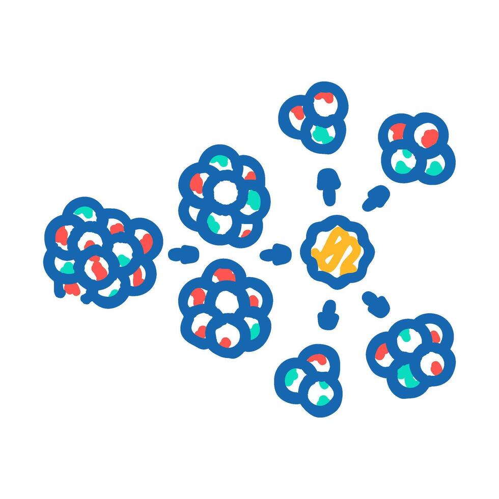 chain reaction nuclear energy icon doodle illustration vector