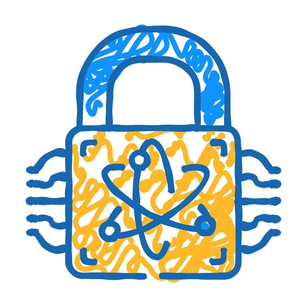 cryptography quantum technology icon doodle illustration vector