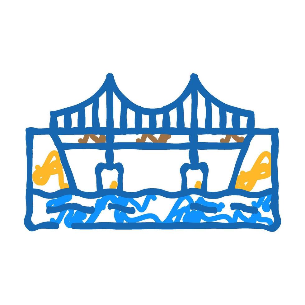 suspension bridge icon doodle illustration vector