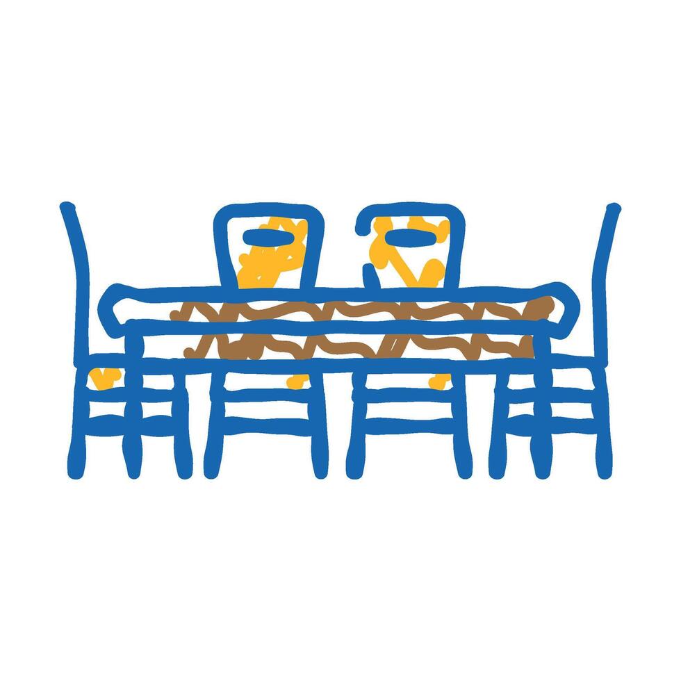 dining set outdoor furniture icon doodle illustration vector