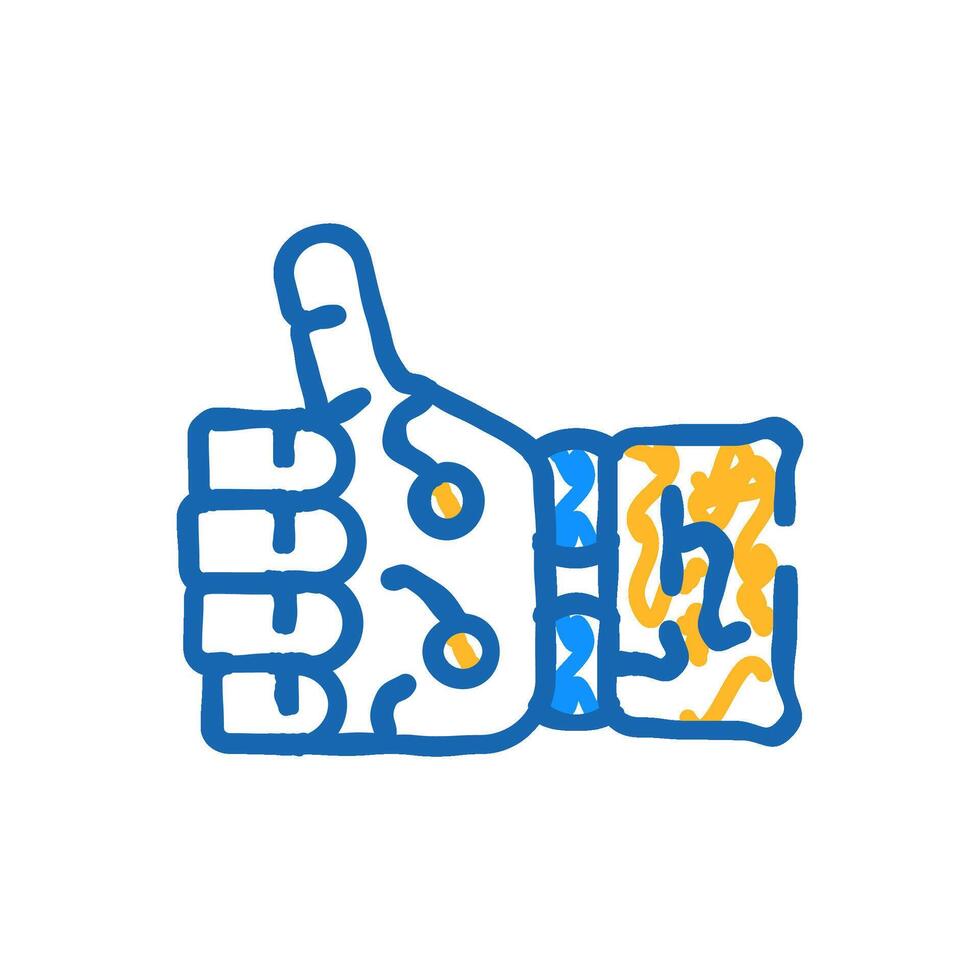 thumb up robot hand gesture icon doodle illustration vector