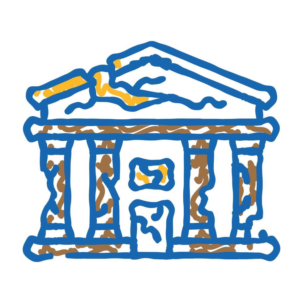 public bank building icon doodle illustration vector